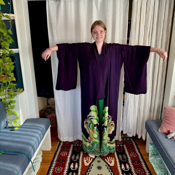 Vintage Silk Purple Handmade lrotomesode Kimono - Picture 1 of 4